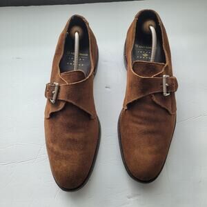 Allen Edmonds Joseph Abboud Shoe Men 10 D Brown Suede Monk Strap Dainite England